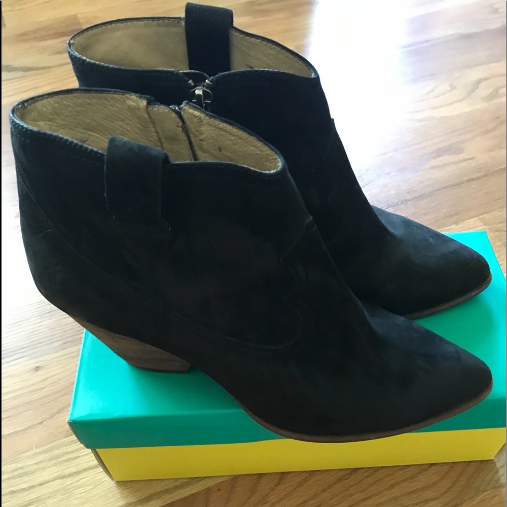 Frye Black Suede Ankle Booties